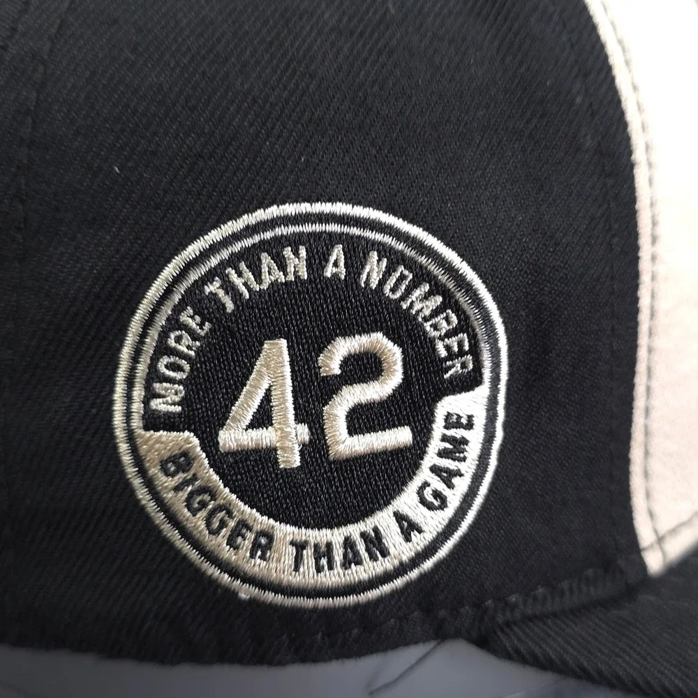 Baseballism Hat‎ Cap Fitted Mens 7 1/8 Black Tan MLB Baseball Jackie Robinson 42
